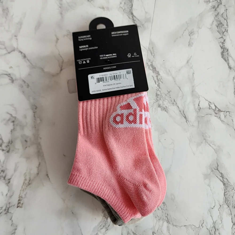 Adidas Superlite No Show Socks, Women's 6 Pair  Size 5-10,  new multi-color